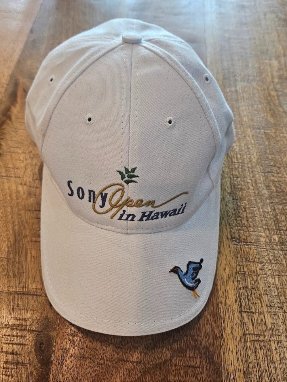 Sony Open in Hawaii Golf Hat Cap White Embroidered Adjustable Imperial Blue Bird